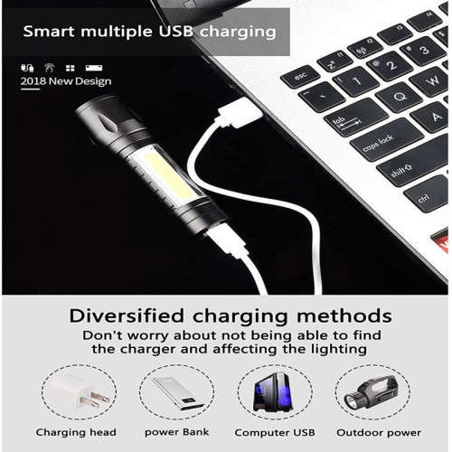 LED Flashlight Mini Lightweight Telescopic Zoom Emergency Lighting For Outdoor Activities