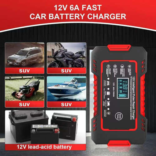 12V 6A Smart Charger Works With Most Types Of Lead-Acid Batteries, Requires Ac Connection
