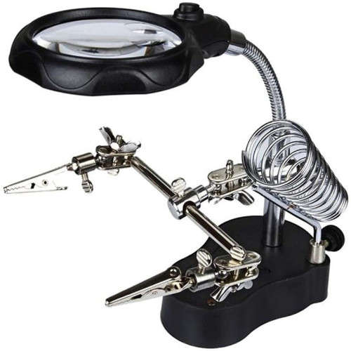 With LED Light, Auxiliary Hand Clip, Magnifying Glass, Soldering Iron, Lens Holder, Magnifying Glass