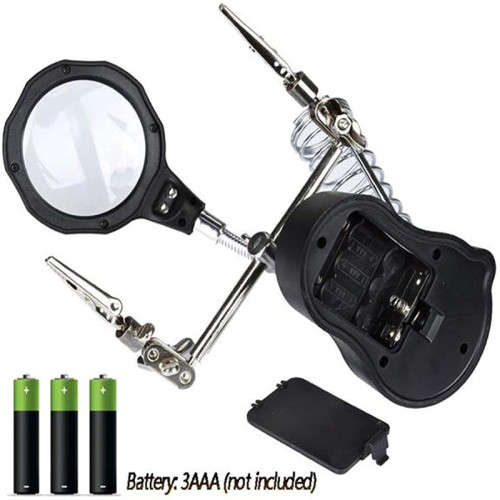 With LED Light, Auxiliary Hand Clip, Magnifying Glass, Soldering Iron, Lens Holder, Magnifying Glass