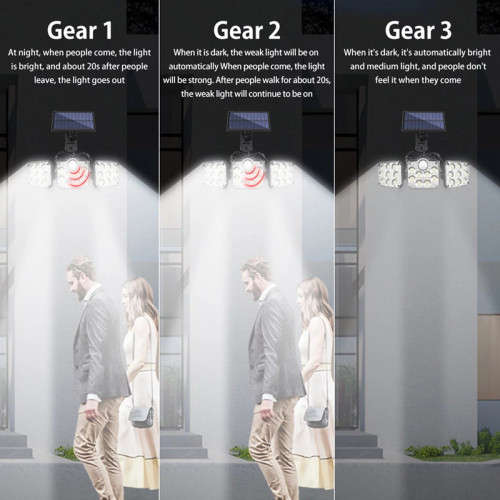 30W LED Solar Outdoor Wall Light Waterproof With Motion Sensor 3 Adjustable Heads