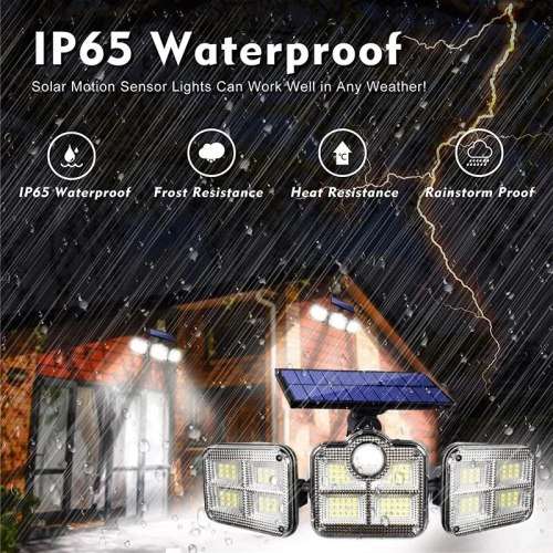 30W LED Solar Outdoor Wall Light Waterproof With Motion Sensor 3 Adjustable Heads