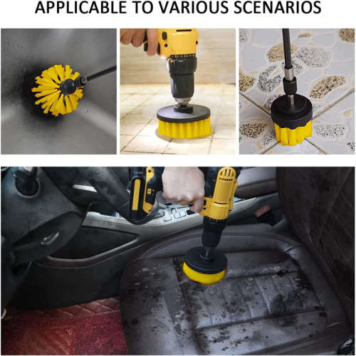 Drill Brush Set Floor Scrubbing Brush Is Suitable For / Car / Carpet / Deck Tile / Bathroom Cleaning