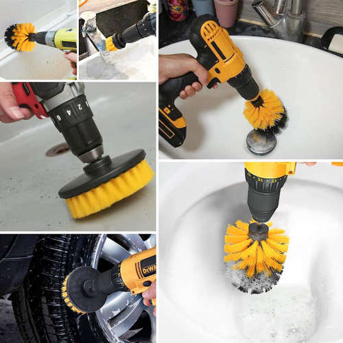 Drill Brush Set Floor Scrubbing Brush Is Suitable For / Car / Carpet / Deck Tile / Bathroom Cleaning
