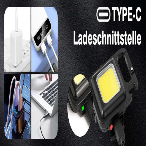 Mini LED Flashlight Keychain, Usb Charging, Small Outdoor Camping Light, Bottle Opener