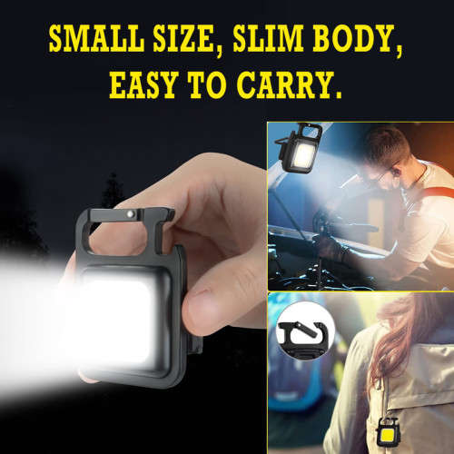 Mini LED Flashlight Keychain, Usb Charging, Small Outdoor Camping Light, Bottle Opener