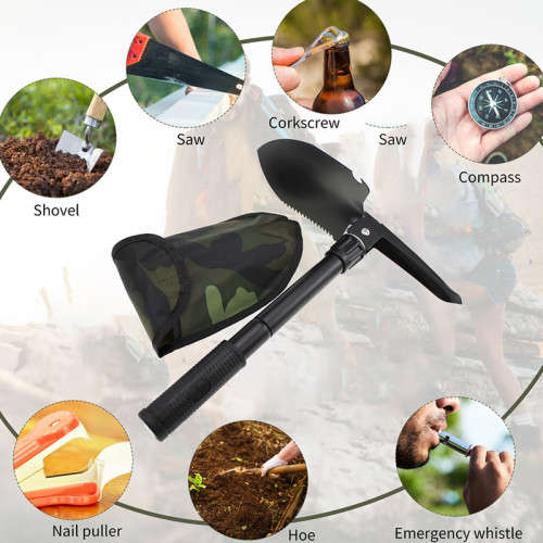 Mini Folding Shovel For Emergency And Outdoor Survival, Suitable For Outdoor Camping, Fishing And Ga