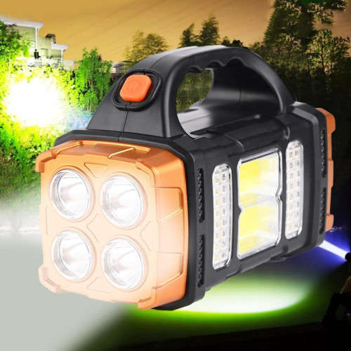 LED Solar Portable Flashlight with Work Light USB Rechargeable