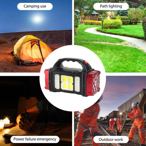 LED Solar Portable Flashlight with Work Light USB Rechargeable