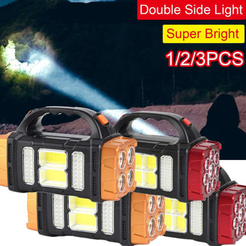 LED Solar Portable Flashlight with Work Light USB Rechargeable