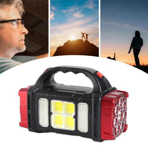 LED Solar Portable Flashlight with Work Light USB Rechargeable