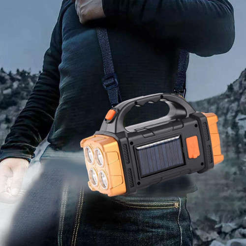 LED Solar Portable Flashlight with Work Light USB Rechargeable