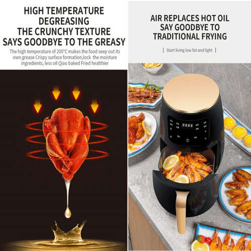 4.5L Digital Air Fryer Non-Slip Handle Touch Screen Black