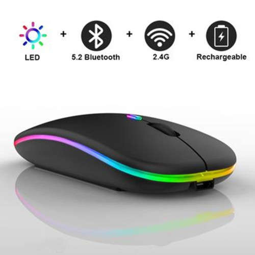 Wireless Mouse Slim Multi-Color LED Rechargeable With USB Receiver For Laptop