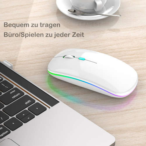 Wireless Mouse Slim Multi-Color LED Rechargeable With USB Receiver For Laptop