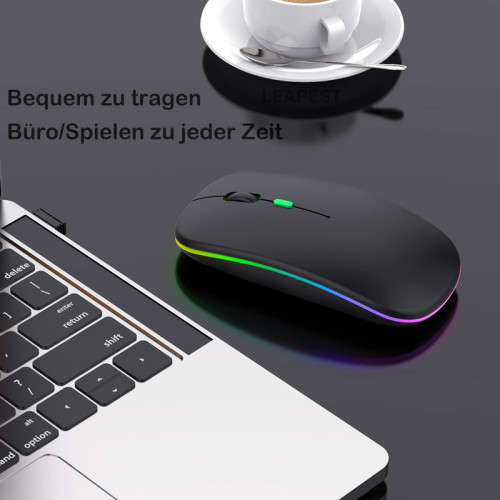 Wireless Mouse Slim Multi-Color LED Rechargeable With USB Receiver For Laptop