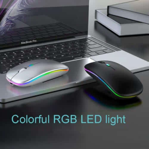 Wireless Mouse Slim Multi-Color LED Rechargeable With USB Receiver For Laptop