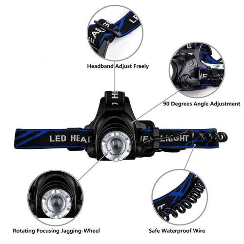 LED Waterproof Rechargeable Headlamp Outdoor Night Fishing Patrol Camping