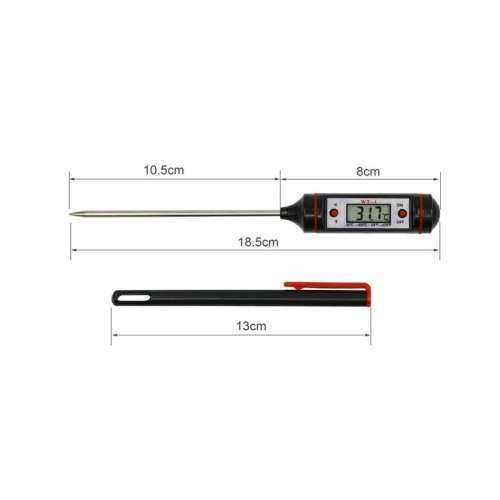 Kitchen Food Thermometer Stainless Steel Sensor Probe With Digital Temperature Display