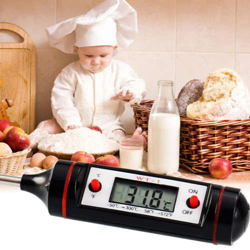 Kitchen Food Thermometer Stainless Steel Sensor Probe With Digital Temperature Display