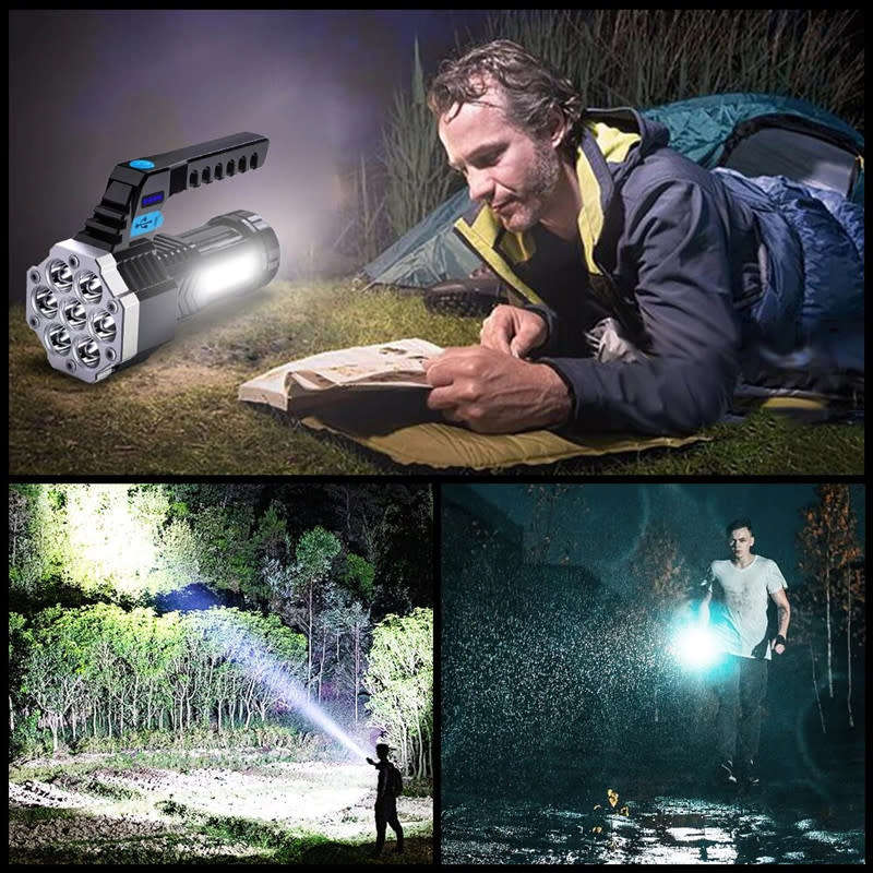 LED Rechargeable Flashlight With Handle Suitable For Outdoor Camping Hunting And Emergency