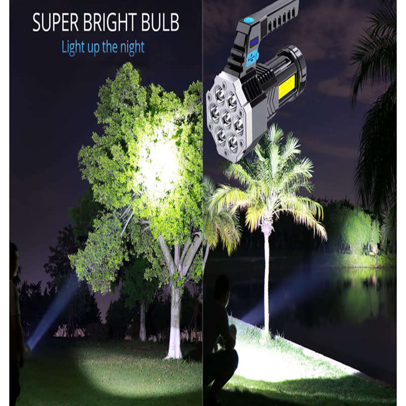 LED Rechargeable Flashlight With Handle Suitable For Outdoor Camping Hunting And Emergency