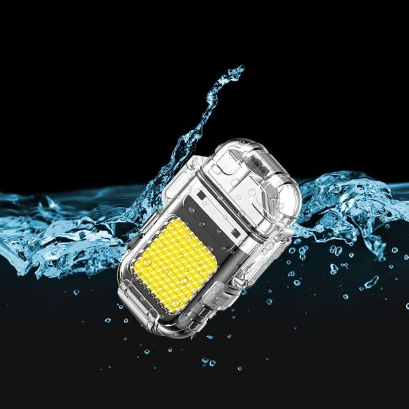 USB Rechargeable Windproof Lighter Hook Flashlight Transparent Waterproof