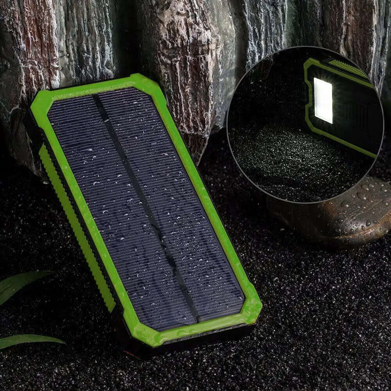Solar Power Bank Case Waterproof Dual USB LED Battery Portable Cell Phone Charger
