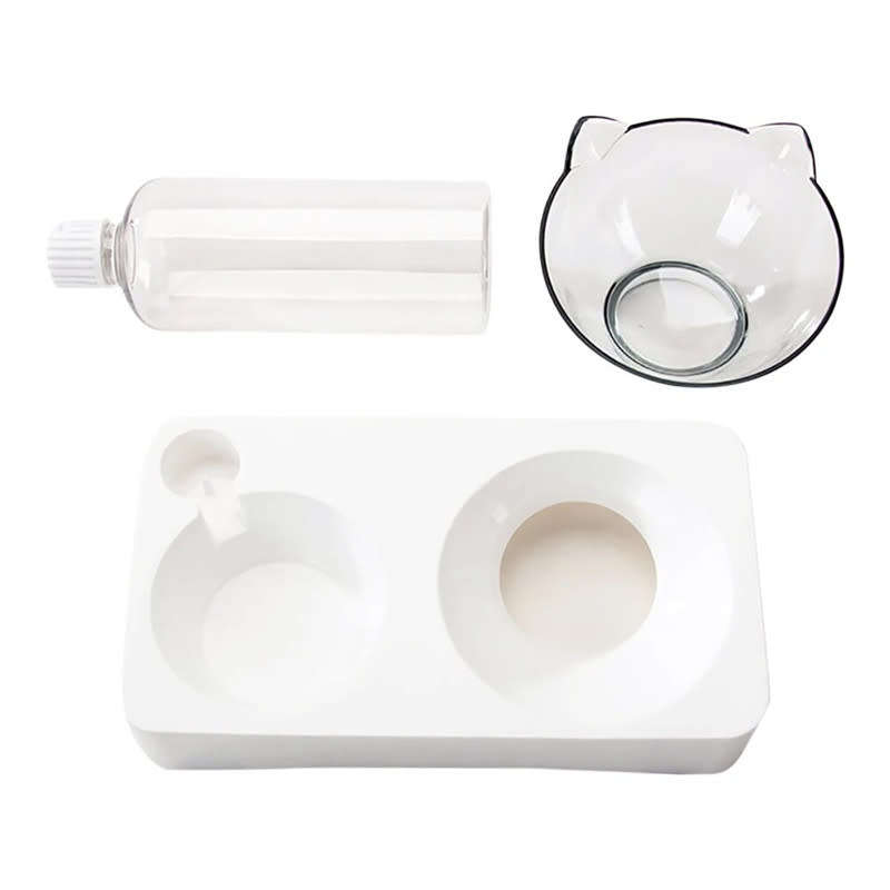 2 in 1 Pet Dog and Cat Food Bowl Automatic Water Dispenser Dual Drinking Bowl Raise Bracket