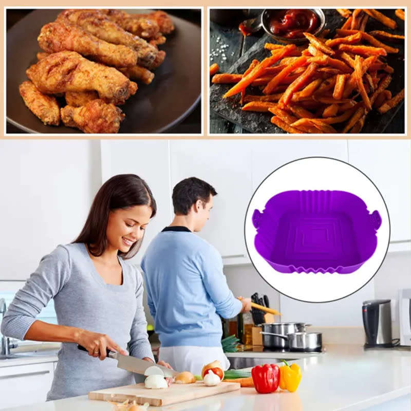 Air Fryer Pad Silicone Basket Reusable Replacement Oven Accessories Fryer For Kitchen Oven Cookware