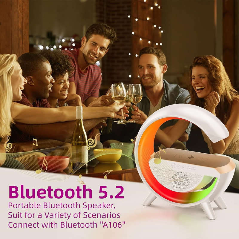 G Shaped Wireless Charging With Bluetooth Speaker With Ambient Light Sunrise Alarm Clock