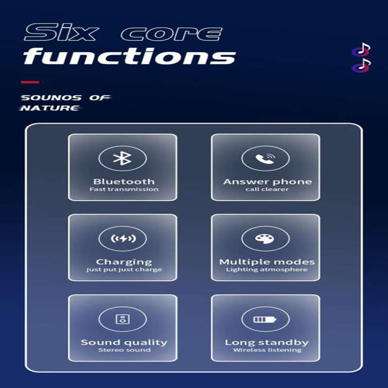 G Shaped Wireless Charging With Bluetooth Speaker With Ambient Light Sunrise Alarm Clock