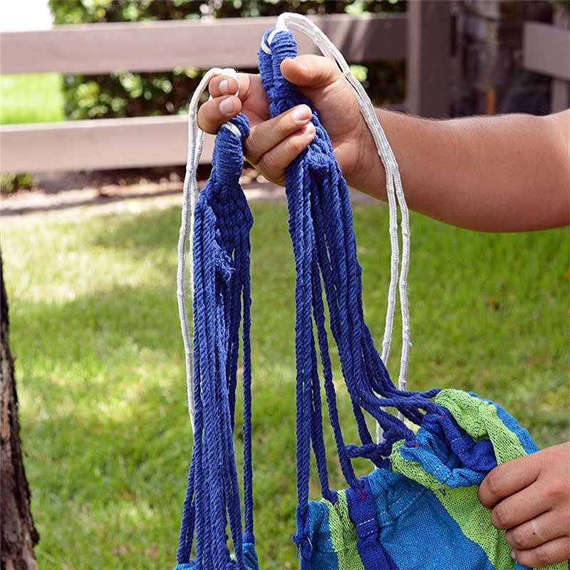 Portable Outdoor Striped Hammock Camping Travel Garden Beach Home Swing