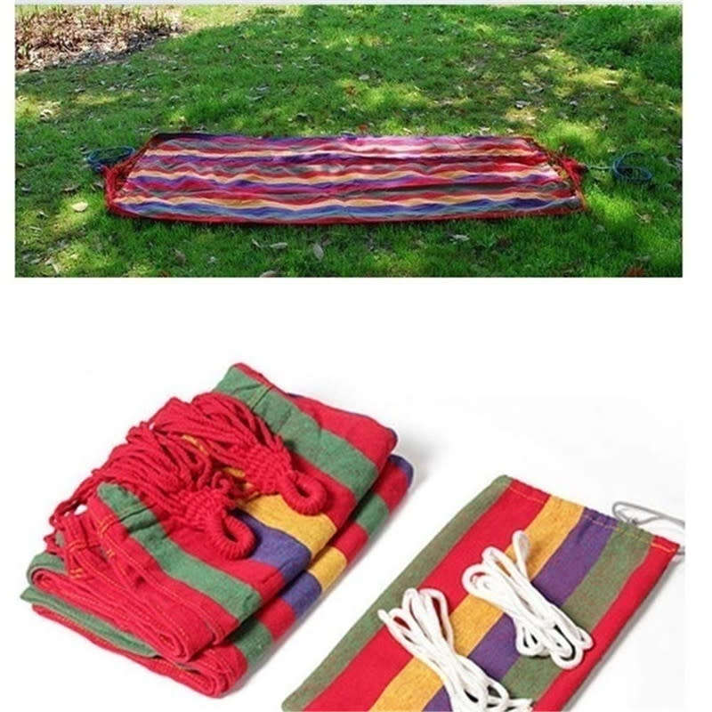 Portable Outdoor Striped Hammock Camping Travel Garden Beach Home Swing