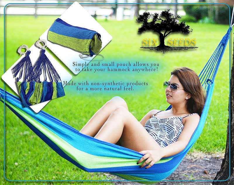 Portable Outdoor Striped Hammock Camping Travel Garden Beach Home Swing