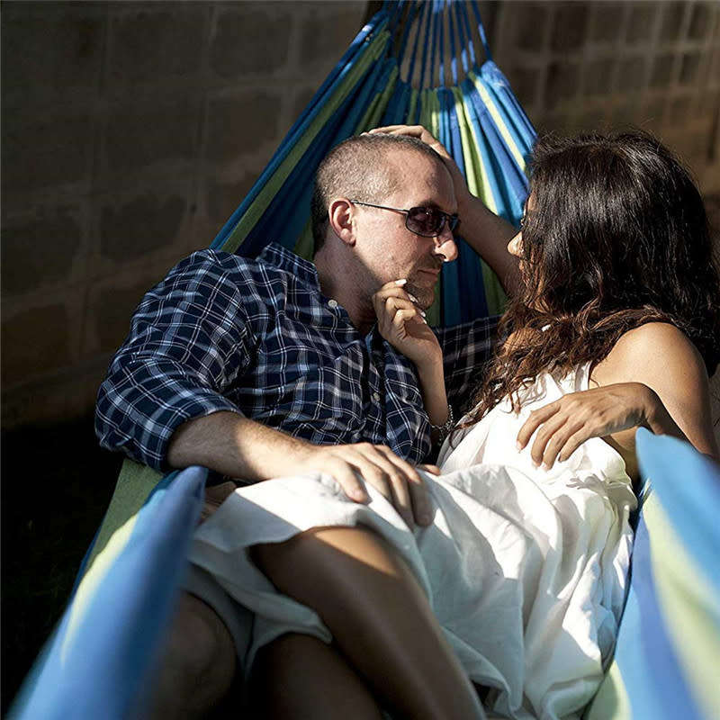 Portable Outdoor Striped Hammock Camping Travel Garden Beach Home Swing