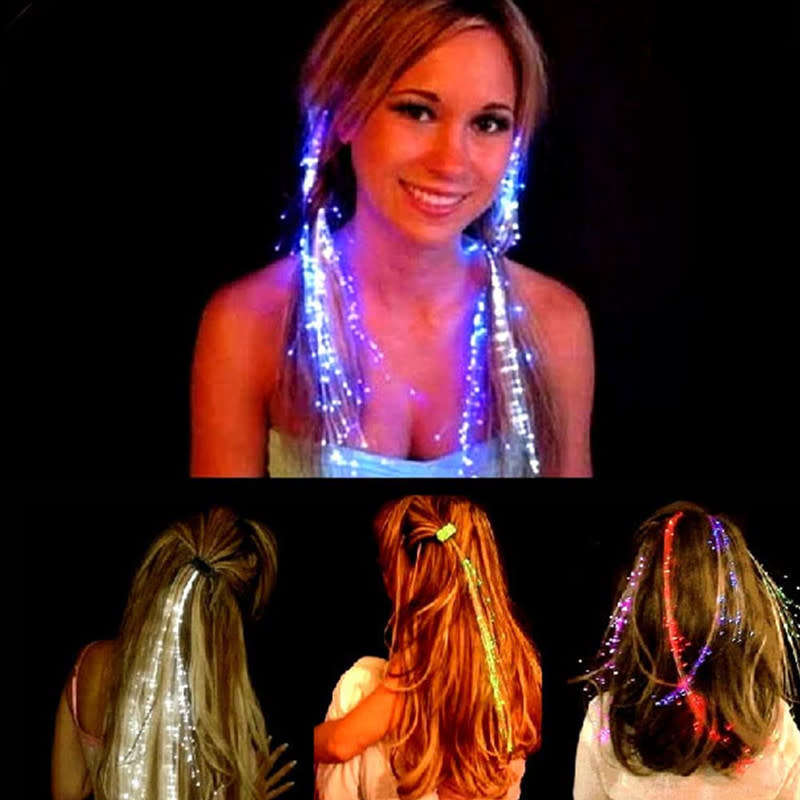 LED 1 Piece Set Of Light Up Braids Colorful Butterfly Fiber Optic Light Up Clip Hair Accessories