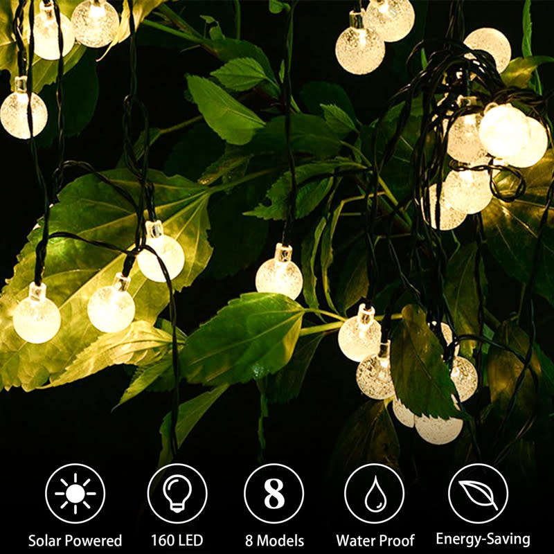 LED Solar Crystal Ball String Light 5M Waterproof Suitable For Holiday Garden Party Christmas Decora