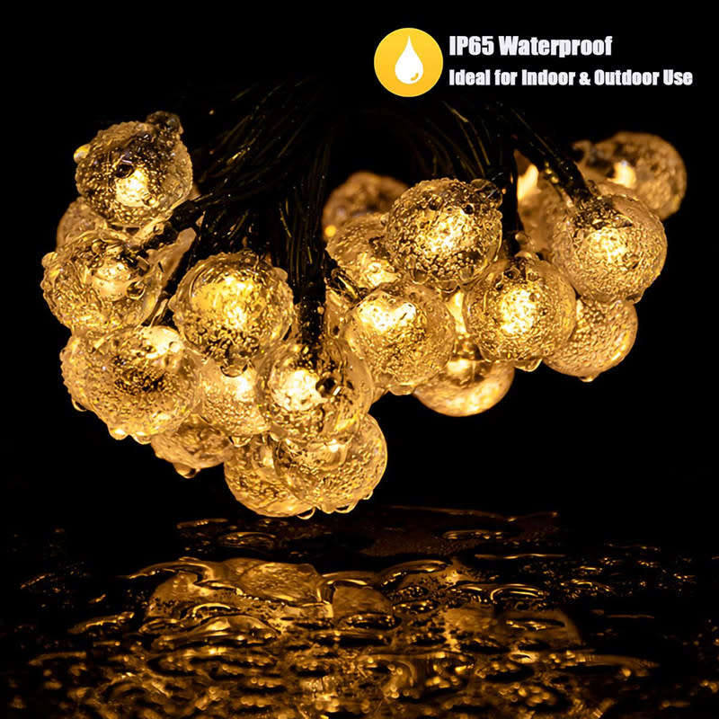 LED Solar Crystal Ball String Light 5M Waterproof Suitable For Holiday Garden Party Christmas Decora