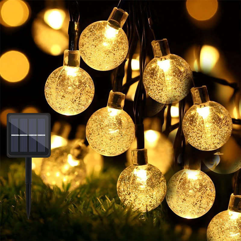 LED Solar Crystal Ball String Light 5M Waterproof Suitable For Holiday Garden Party Christmas Decora