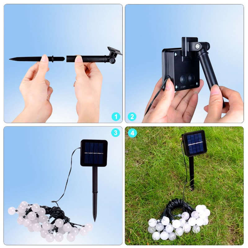 LED Solar Crystal Ball String Light 5M Waterproof Suitable For Holiday Garden Party Christmas Decora