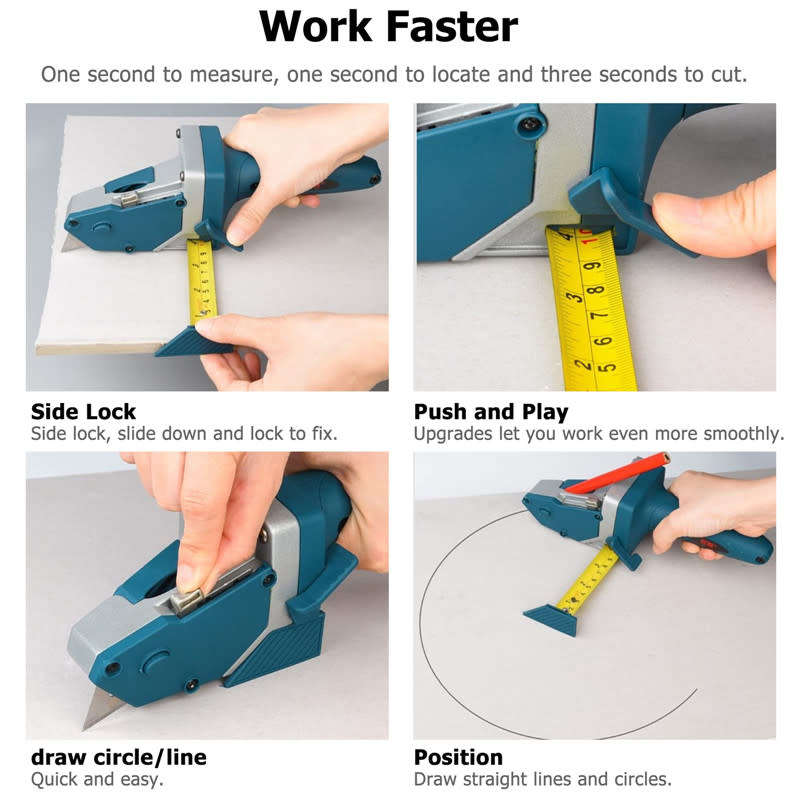 Portable Drywall Cutting Hand Tools With Tape Measure And Utility Knife And Measurement Markers