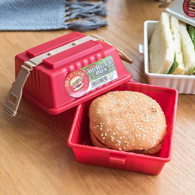 Portable Square Meal Box Burger Sandwich Storage Container Sealed