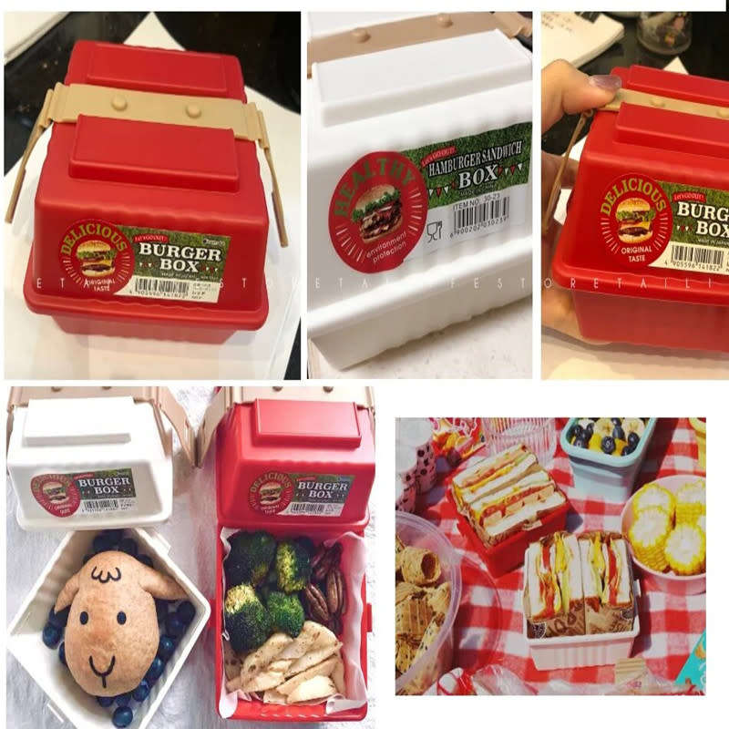 Portable Square Meal Box Burger Sandwich Storage Container Sealed