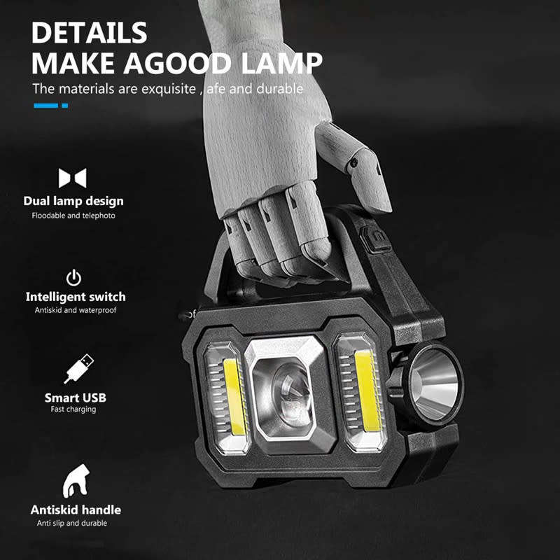 LED Solar Rechargeable Flashlight Waterproof Suitable For Family Outdoor Camping And Fishing