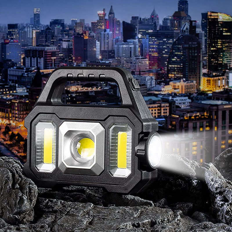 LED Solar Rechargeable Flashlight Waterproof Suitable For Family Outdoor Camping And Fishing