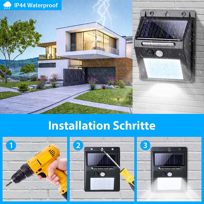 LED Solar Light Pir Motion Sensor Wall Light Waterproof For Street Garden Decoration