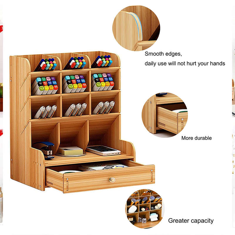 Wooden Storage Box With Drawers For Home School And Office
