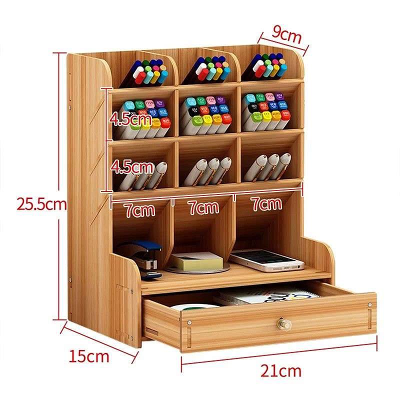 Wooden Storage Box With Drawers For Home School And Office