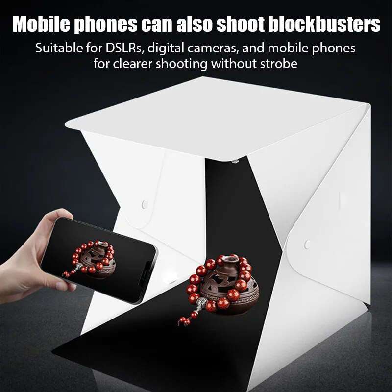 LED Lighting Foldable Light Box Portable Photography Studio Tent Kit USB Powered